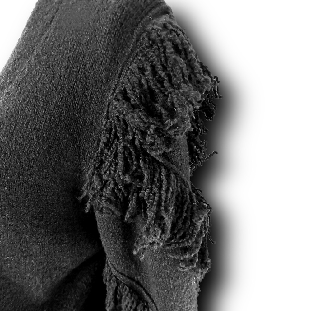 Revolve Brand 525 Fringe Open Cardigan in Black - Picture 3 of 4